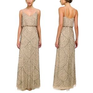 Adrianna Papell Long Deco Beaded Blouson Dress